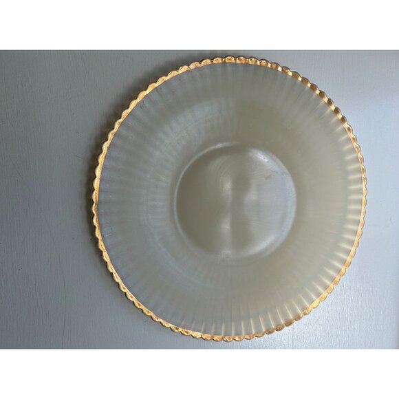 Vintage Macbeth Evans Cremax "Petalware" Pattern Opalescent Glass Dish 10 1/2" - Picture 7 of 10